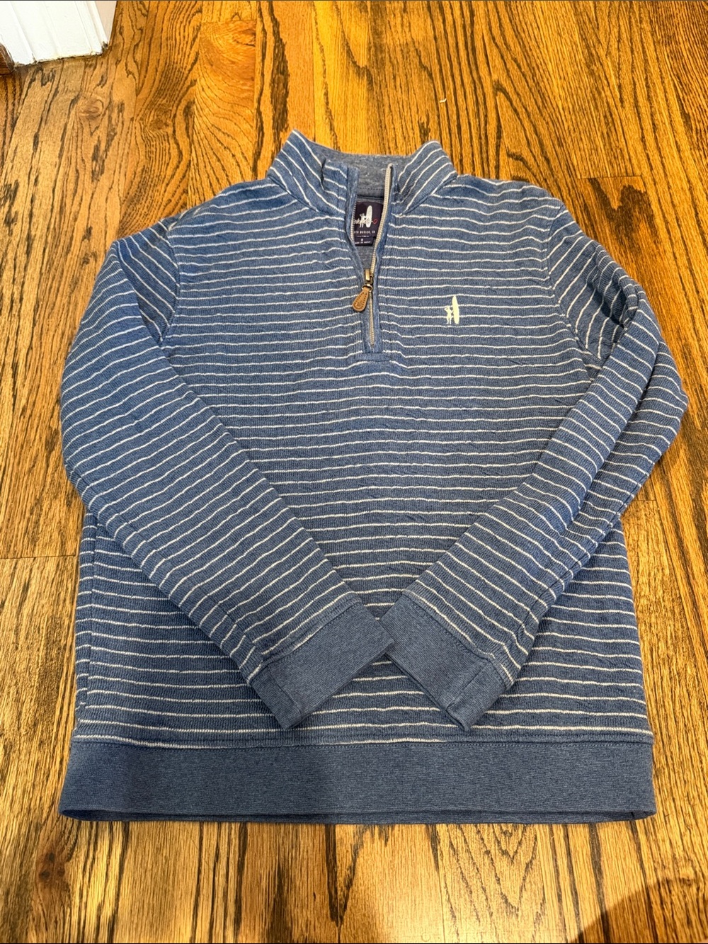 johnnie-O boys size 8 Blue & White Striped Quarter-Zip Pullover